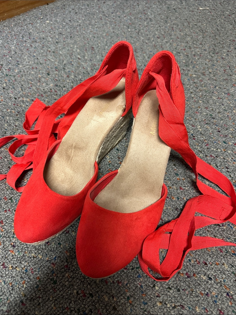 Old Navy Red Lace-Up Espadrille Wedges for Women